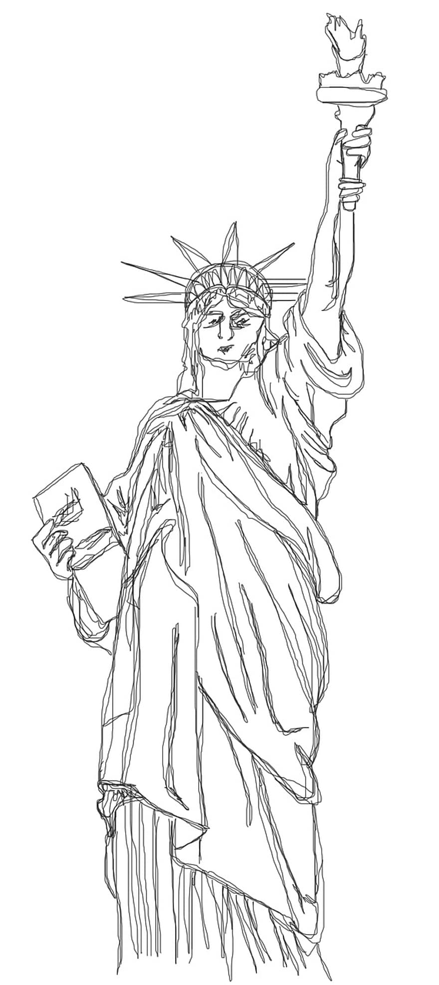 laisvės statula, Amerika, Niujorkas, statula, dom, simbolis, u s, aukštis, žibintuvėlis, doodle, doodles