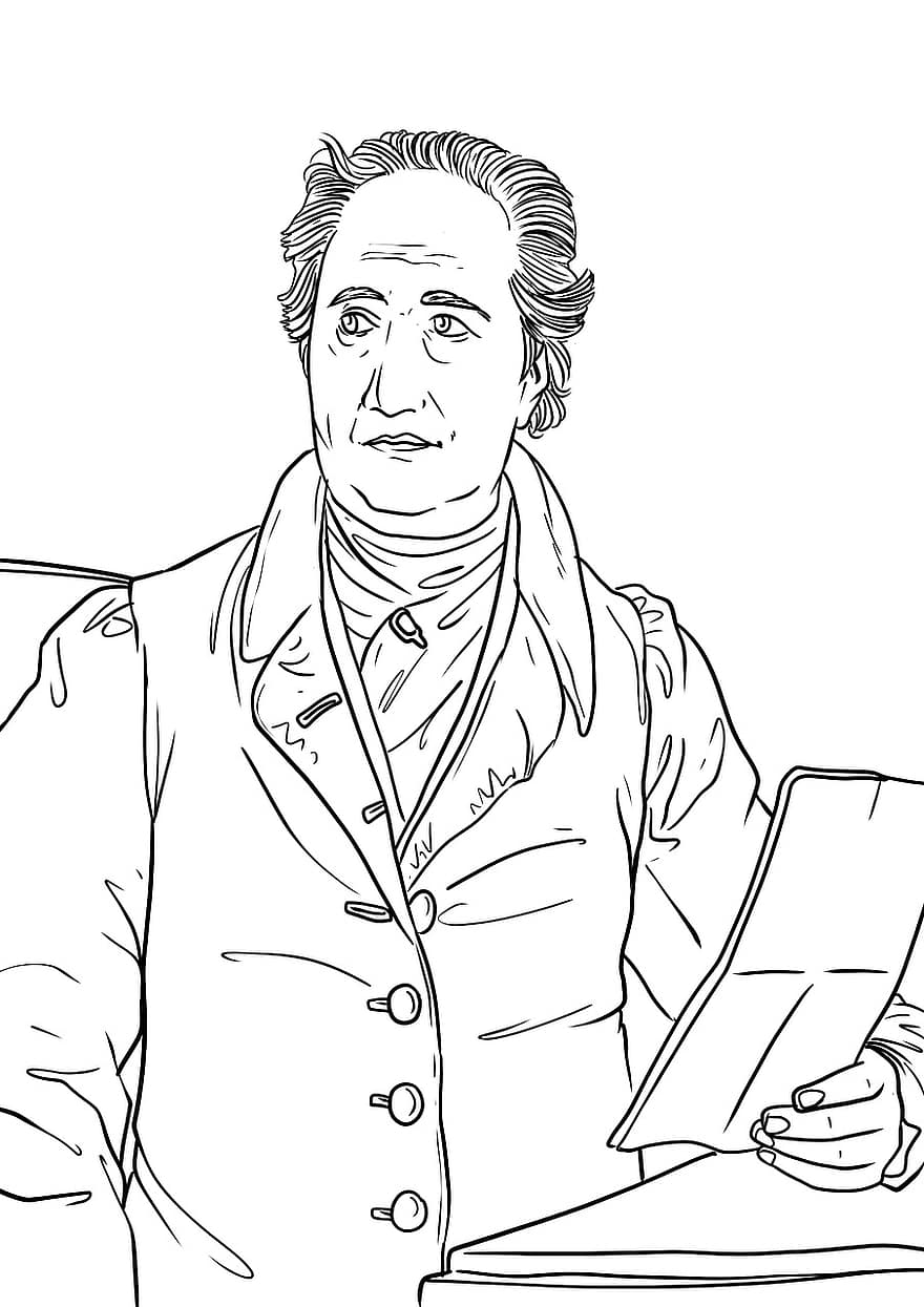 Goethe, tegning, skitse, design, farvesider, person, digter, litteratur, johann wolfgang von goethe, Johann Wolfgang Goethe, Prins af digtere