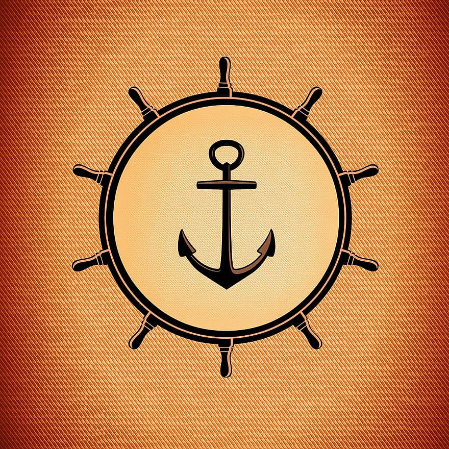 nautic, ancoră, marin, ocean, mare, fundal, plimbare cu barca, artă, textură, portocaliu, portocaliu mare