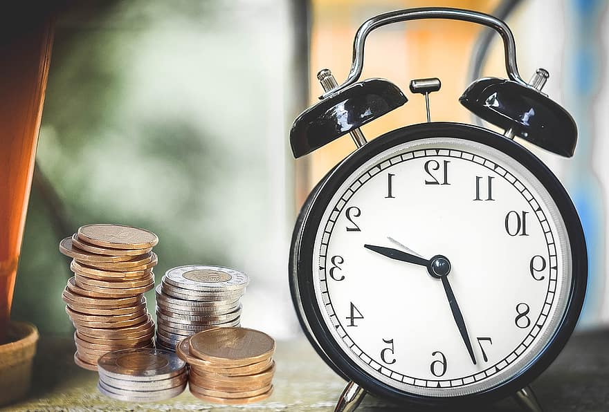 Alarm Clock, Coins, Finance, Money, Financial, Time, Investment, Deposit, Savings, Income, Cash