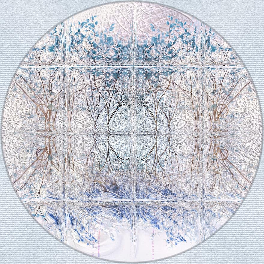 arboles, reflexión, fondo abstracto, azul