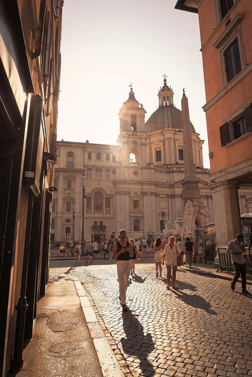 Roma, Italija, piazza navona, miestas, architektūra, žinoma vieta, kultūros, religija, pastato išorė, turizmą, kelionės tikslai