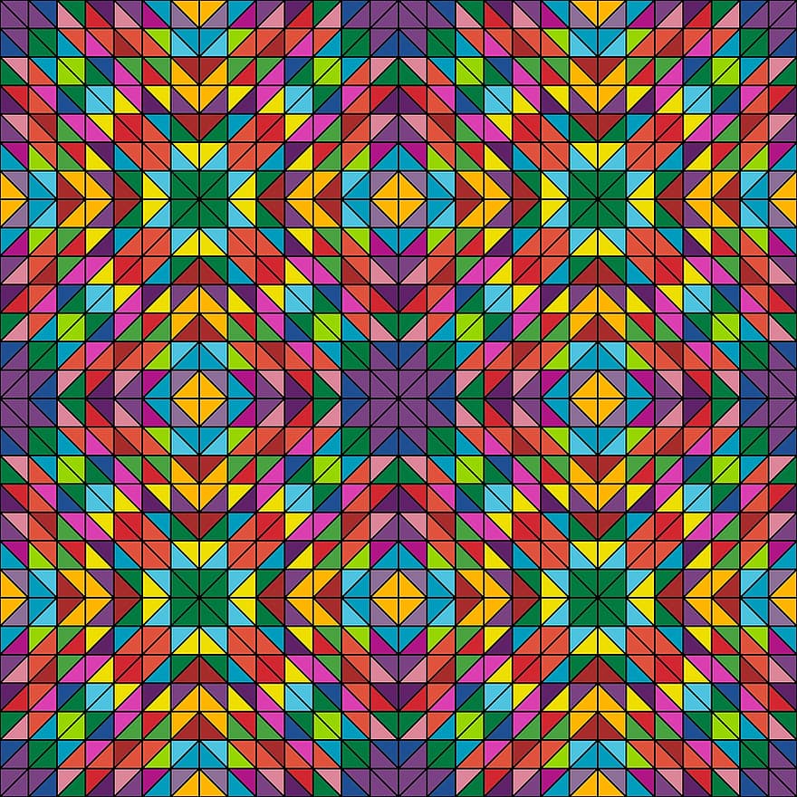 flerfärgad, färger, färgrik, triangel, mönster, kalejdoskop, symmetri, bakgrund, symmetrisk, triangel-, sömlös
