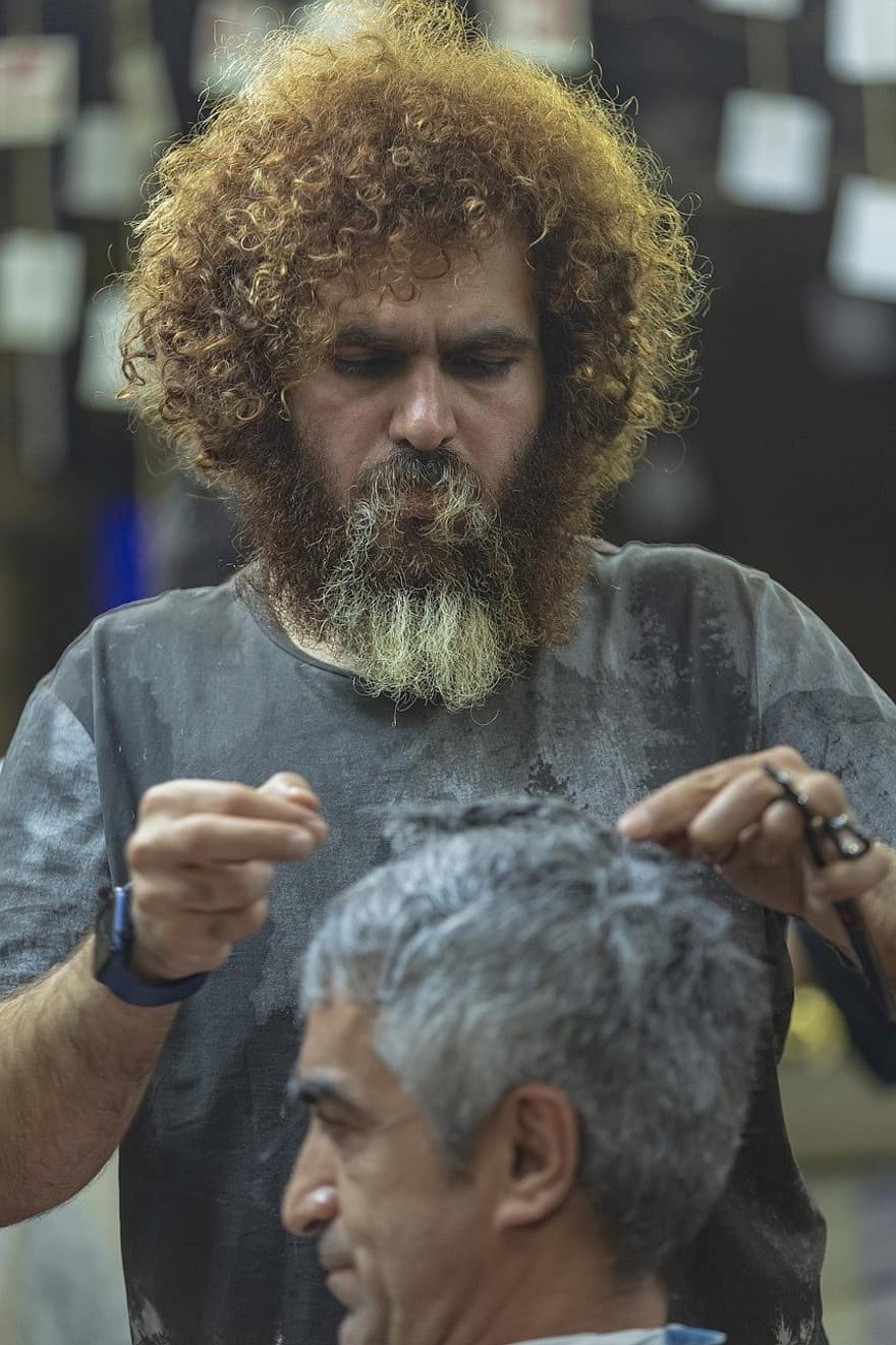 barber, frisør, herrer, klipning, stylist, iransk, persisk, mennesker, livsstil, job, arbejde