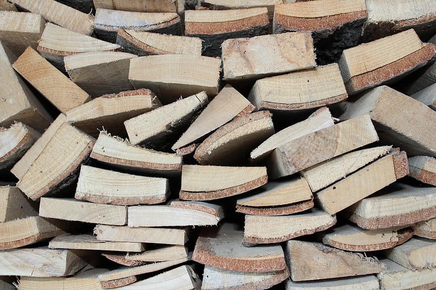 Wood, Log, Pile, Chips, Brown