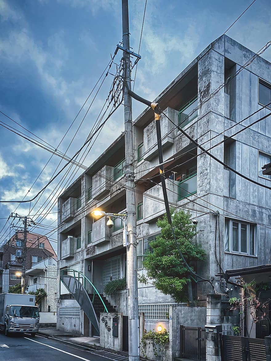 śródmieście, Budynki, mieszkanie, własność, osiedle mieszkaniowe, Tokio, architektura, noc, życie w mieście, zbudowana struktura, na zewnątrz budynku
