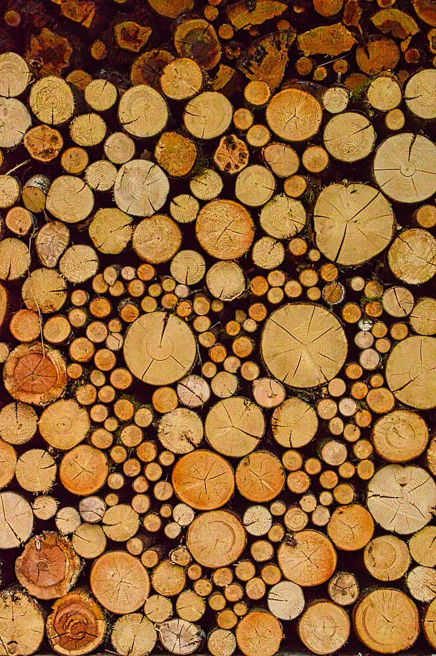 pila de madera, leña, troncos, astillas