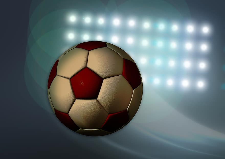 прожектор, освітлення, світло, сяючий, футбол, м'яч, спорт