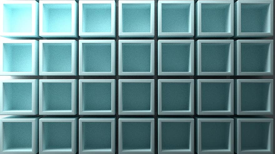 立方体、キューブ、青、抽象