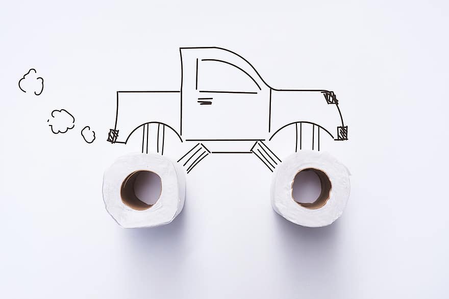 Fahrzeug, Räder, Toilettenpapier, Gewebe, Auto, Automobil, Zeichnung, kreativ, Kreativität