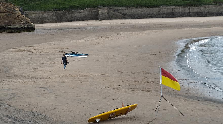 de praia, mar, bandeira, bandeira de salva-vidas, areia, costa, Beira Mar, litoral