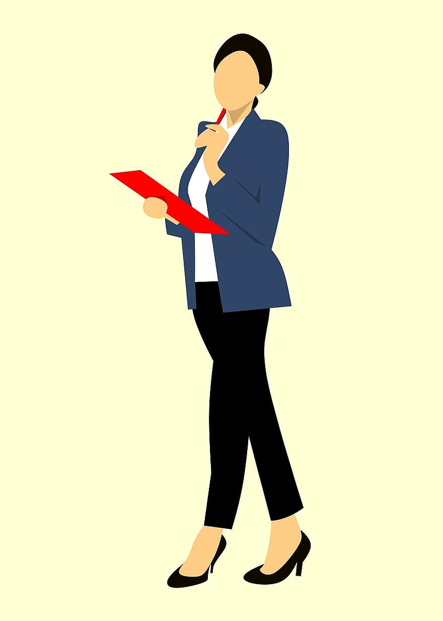 Business, Folder, Clipboard, Holding, Isolated, Body, Standing, Happy, Corporate, Attractive, Lady