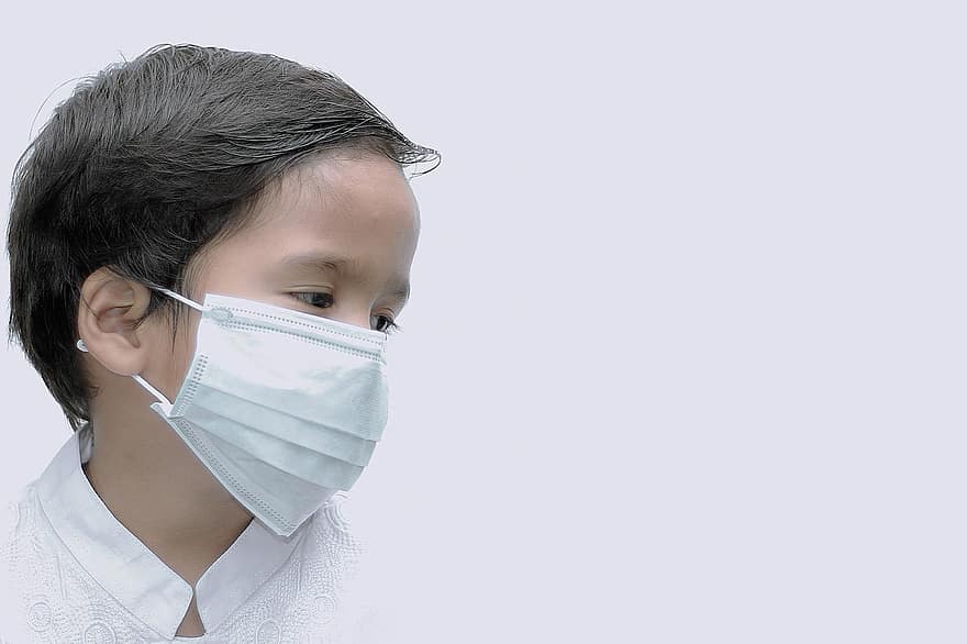 zēns, bērns, vīrusu, sejas maska, gripa, bioloģiski bīstama, elpošana, veselības aprūpe, pandēmiju, alerģija, epidēmija