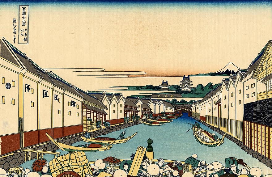 Giappone, porto, porta, architettura, cultura, asiatico, giapponese, Barche, villaggio, urbano, Monte Fuji