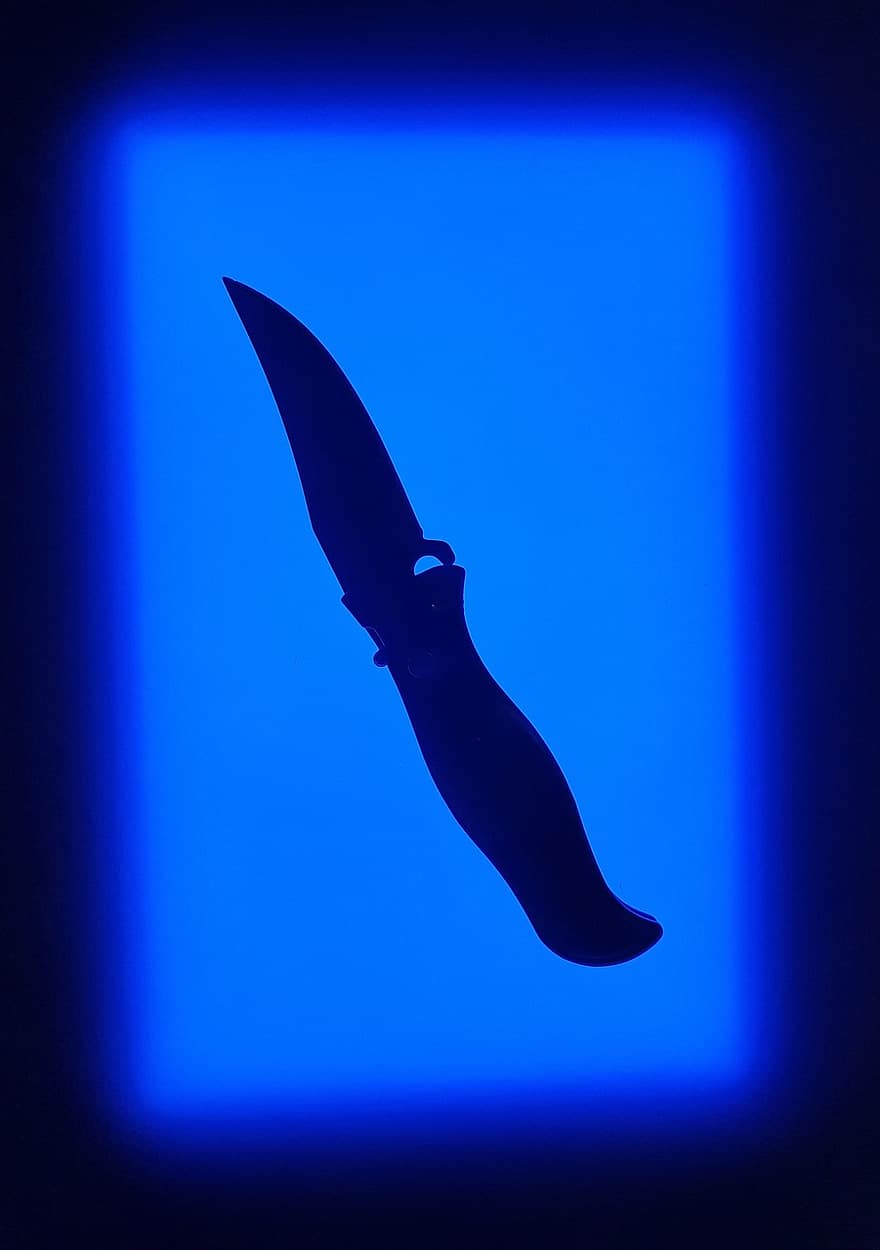 azul, faca, sombra, blau, messer