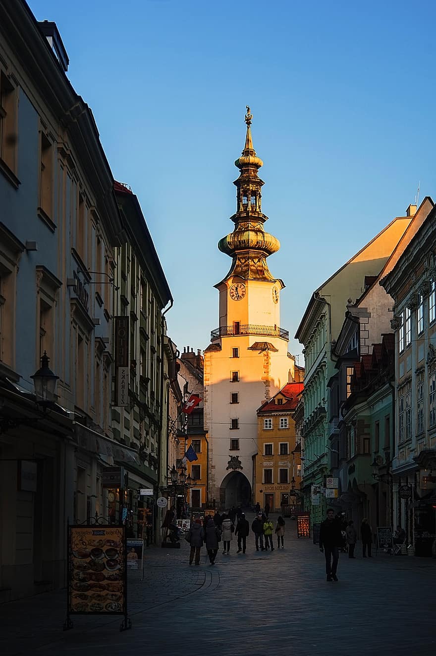 Maisons, immeubles, route, rue, Urbain, ville, architecture, historiquement, la slovaquie, Bratislava, L'Europe 