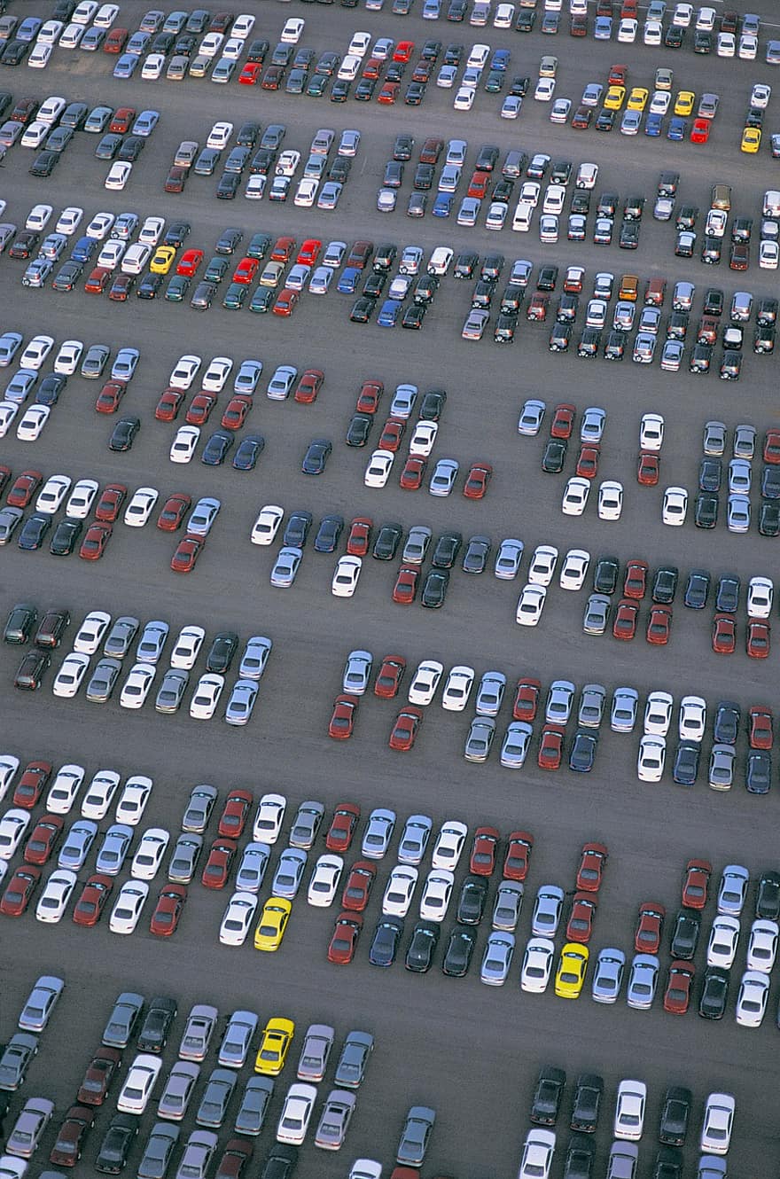 cotxes, aparcament, transport, automòbil, asfalt