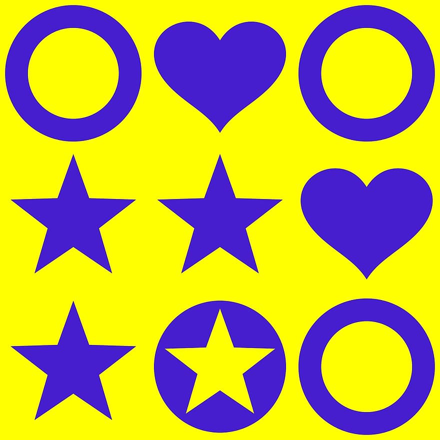 Herz, Kreis, Star, nahtlose Muster, Herzform, Muster, nahtlos, gelbes Herz, gelbe Sterne, Gelbes Muster