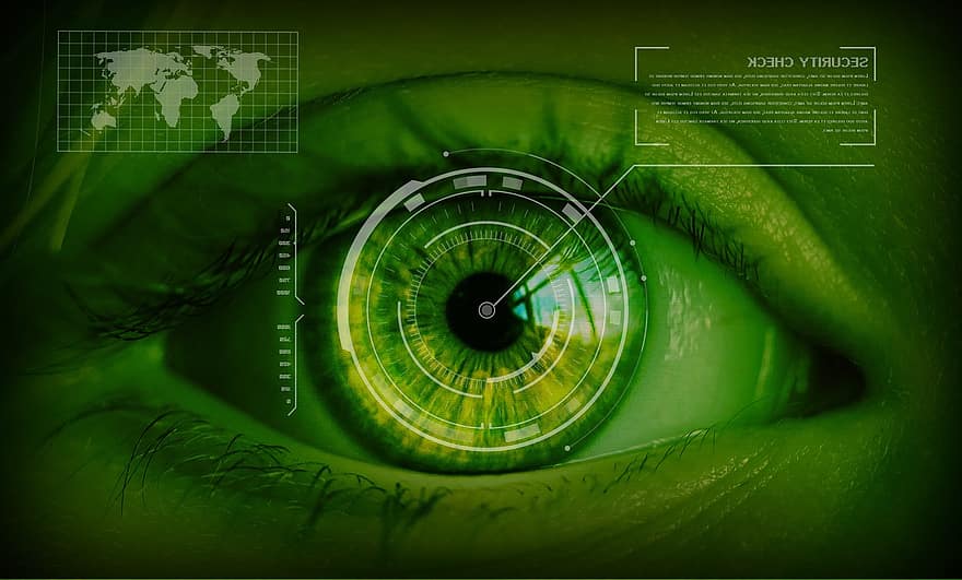 seguridad, Concepto de seguridad, ojos, Escaneo de iris, iris, control de acceso, cheque de impresión de ojos, ojo, peligros, retención de datos, derechos de personalidad