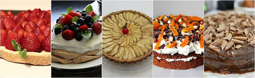 dessert, kage, collage, mad, sød, lækker, bagværk, gourmet, fødselsdag, parti, bageri