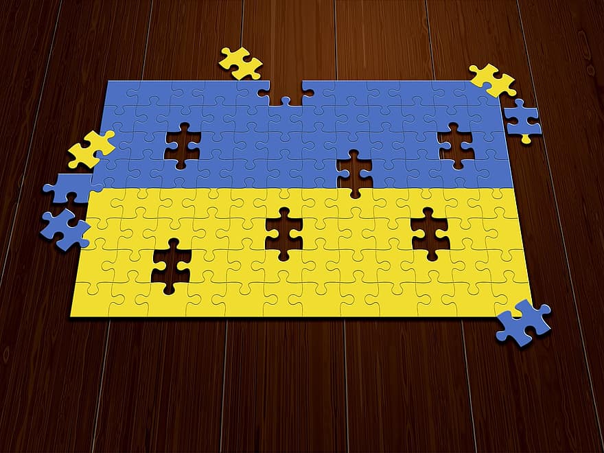 drapeau, puzzle, symbole, Ukraine, kiev, vecteur, illustration, Solution, modèle, arrière-plans, abstrait