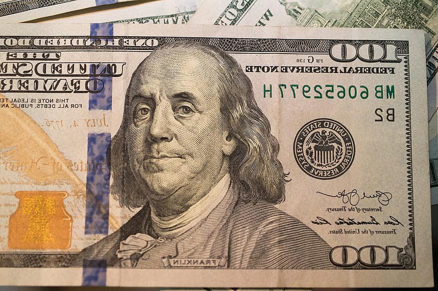 dolārs, dolāru, naudu, simts, 100, rēķinu, valūtu, Savienotās Valstis, mums, ekonomiku, banknote