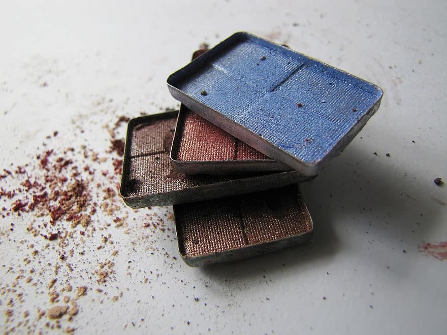 Eyeshadow, Makeup, Cosmetics, Palette, close-up, backgrounds, dirty, old, metal, blue, single object