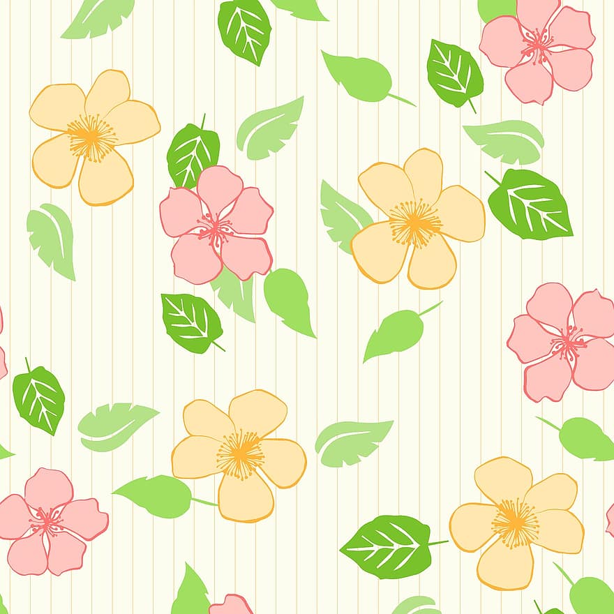 bunga-bunga, daun, garis, pola, Langkah pakan, wallpaper