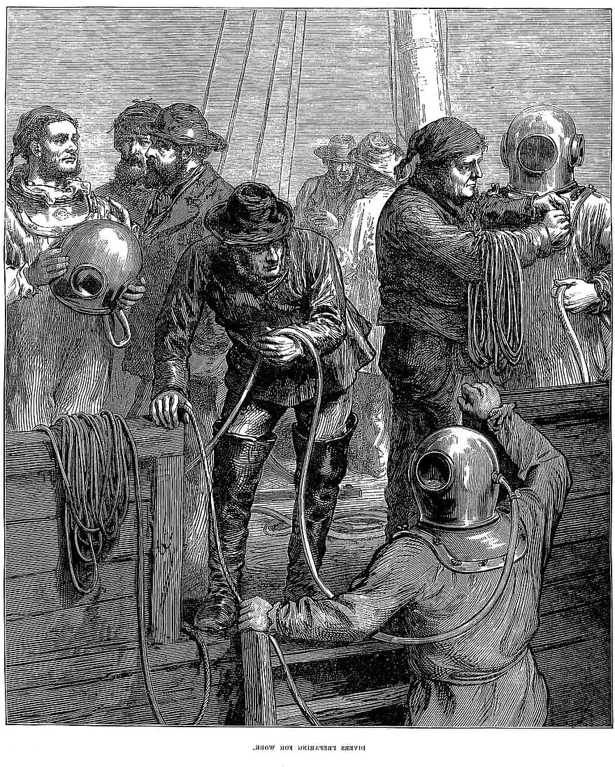 dykare, dykning, uppfinning, 1873
