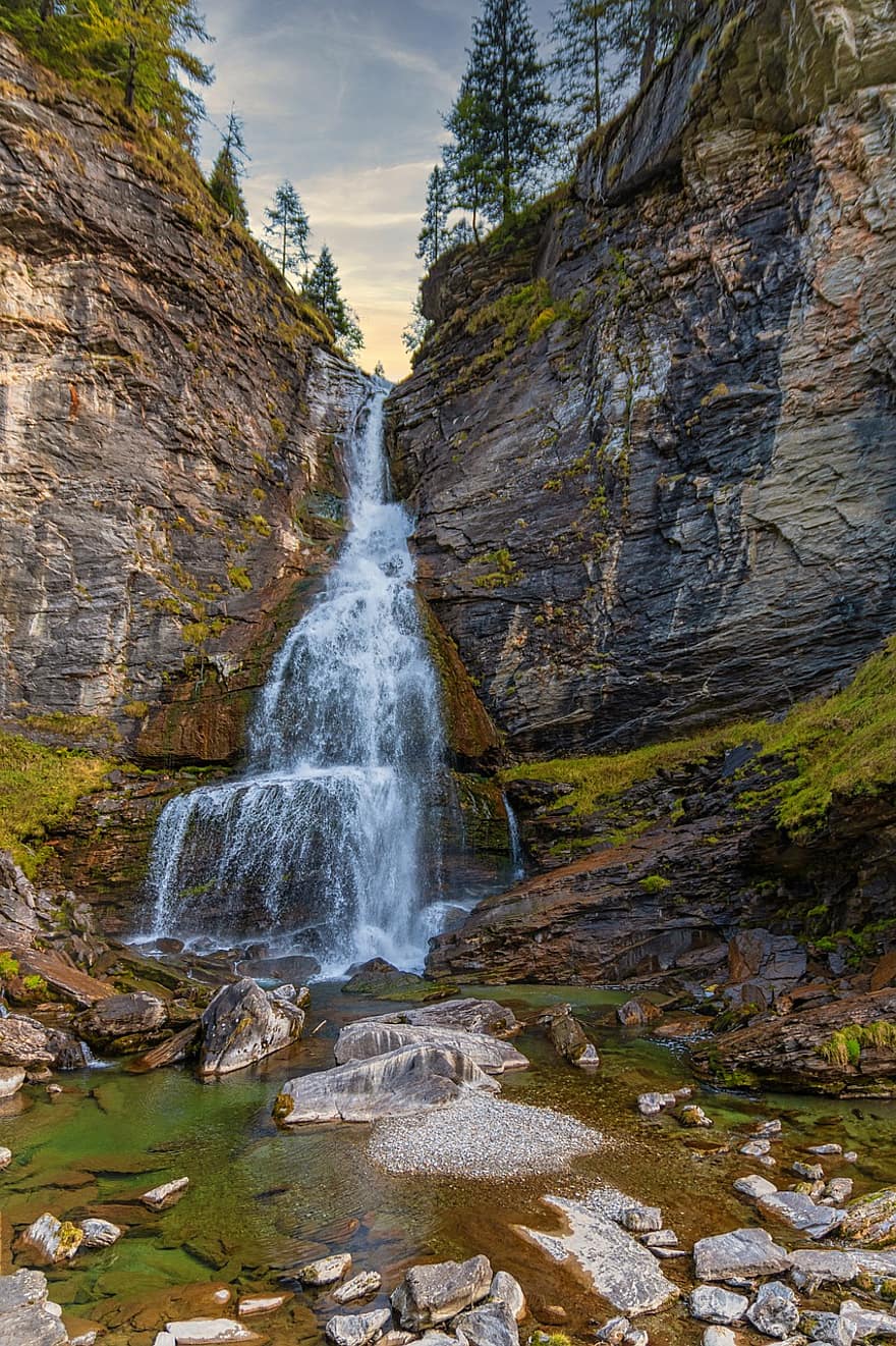 Waterfall, Stream, Nature, Cliff, Rocks, Stones, Water, River, Creek, Brook, Scenery