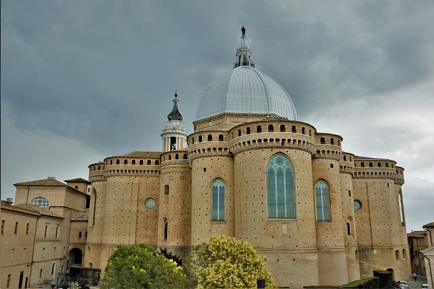 церква, базиліка, лорето, Італія, Базиліка Делла Санта-Каса, будівлі, купол, шпиль, архітектура
