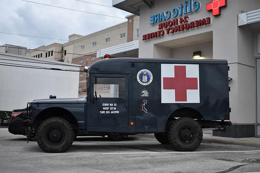 ambulanse, antikk, medic, luftstyrke, 2. verdenskrig, verdenskrig 1, gammel, årgang, retro, kjøretøy, jeep