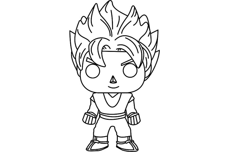 Goku, Super Saiyan, Line Draw, Character, Gamer, Cartoon, Vegeta, Fighter, Videogames, Man, People