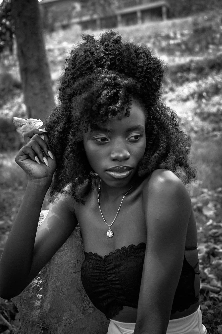 モデル、黒、女性、女の子、レディ、アフリカ産、アフリカ人女性、黒人女性、肖像画、ブラックモデル、アフリカモデル