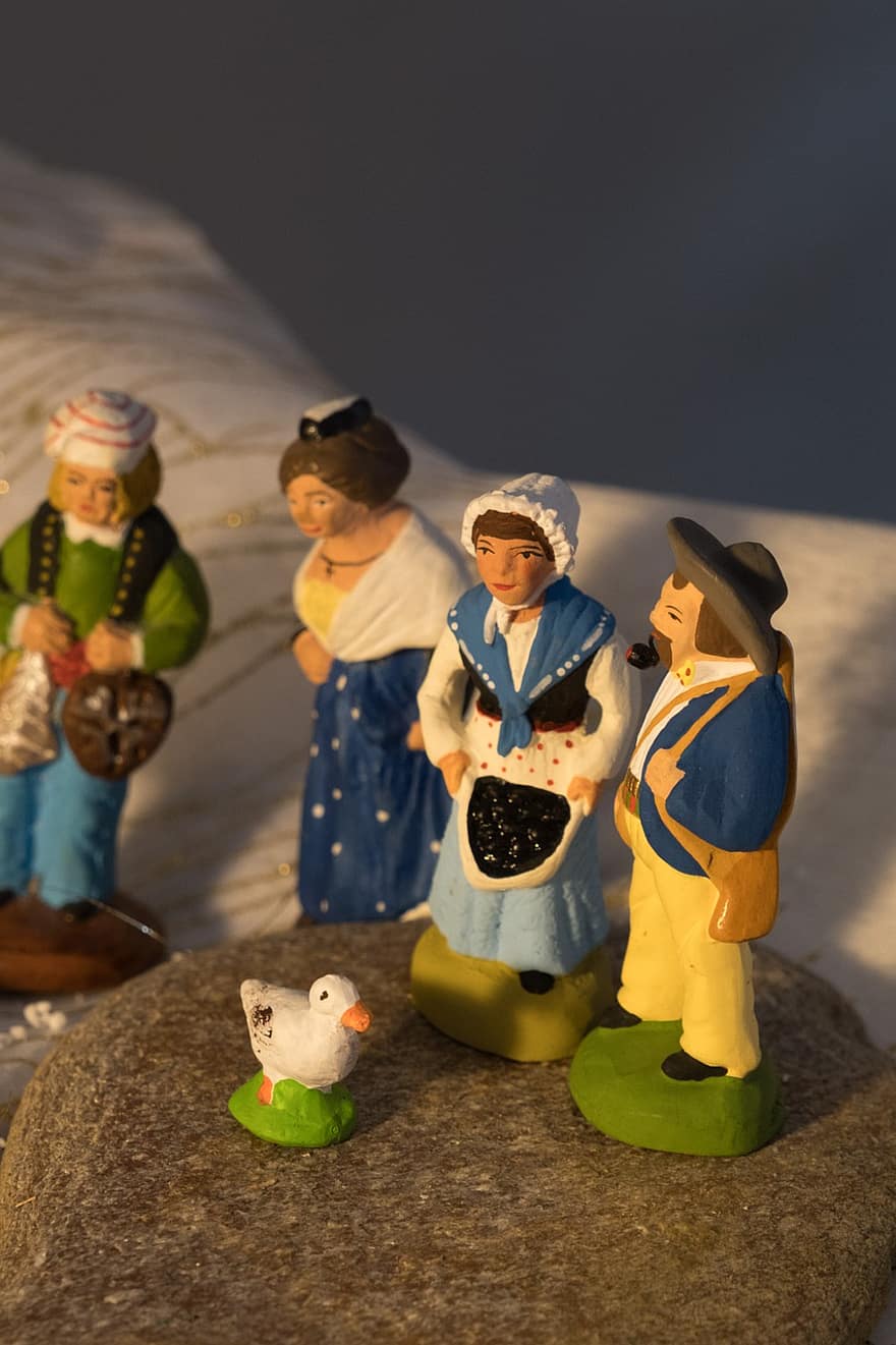 jul, santons, provence, Anka, spjälsäng, leksak, barn, kulturer, små, män, pojkar