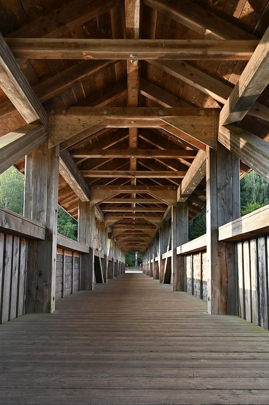 lemn, pod, pod de lemn, structura, balustradă, constructie, trecere