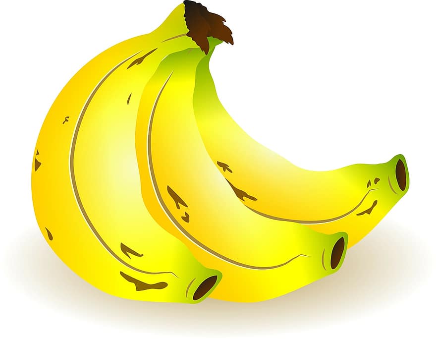 bananer, knippa, frukt, gul, ljuv