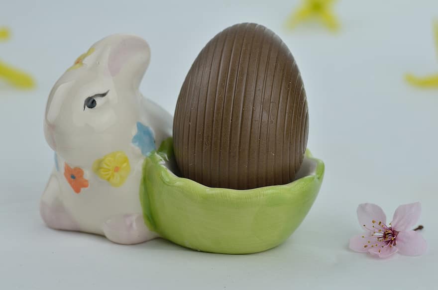 Coelho, ovo, chocolate, decoração de páscoa
