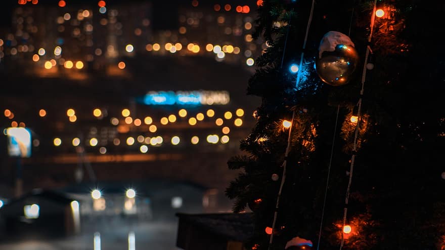 krasnoyarsk, yeni yıl, Noel, tatil, kış, Noel ağacı