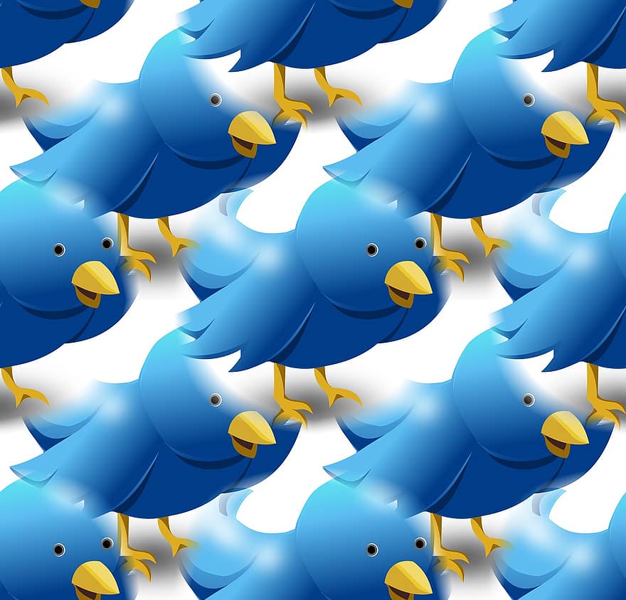 지저귀다, 트위터 패턴, 트위터 아이콘, 짹짹, 새, 푸른, 트위터 이미지, 무늬, 배경, 나누는, 이음새없는