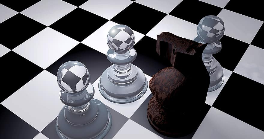 ajedrez, caballo, saltador, Bauer, piezas de ajedrez, tablero de ajedrez, 3d, Ajedrez, campo de juego, figuras, juego de mesa