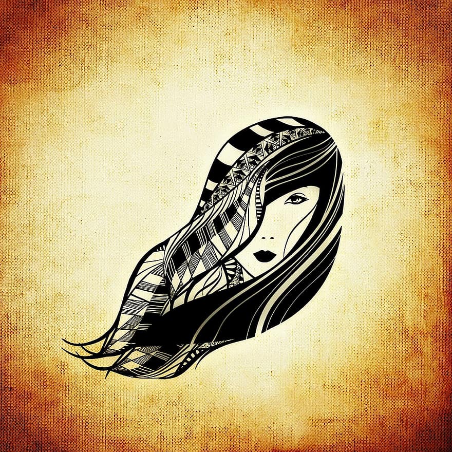 femme, cheveux, tête, abstrait