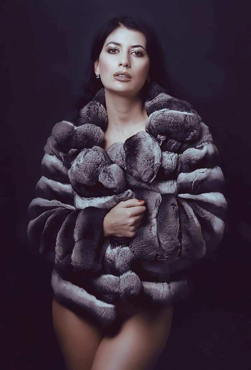 Coat, Fur, Portrait, Woman, Fashion, Model, Girl