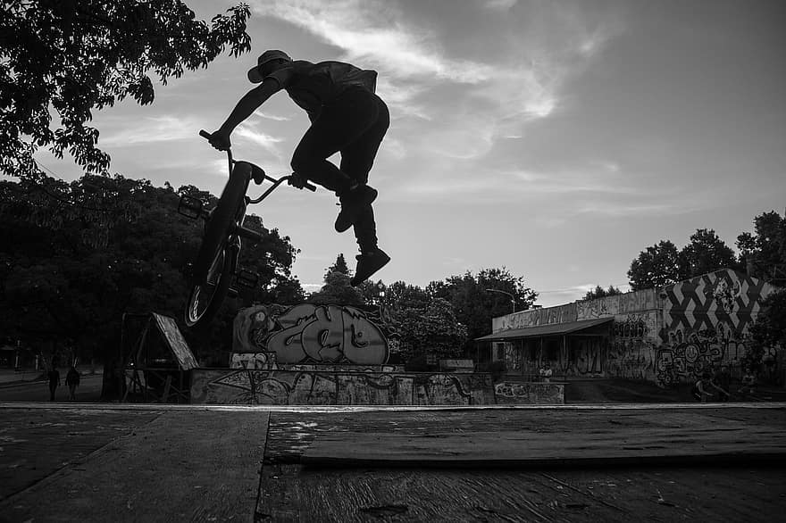 Man, Male, Bicycle, Bike, Sport, Park, Young, Skate Park, Skater, Ramp, Extreme Sport