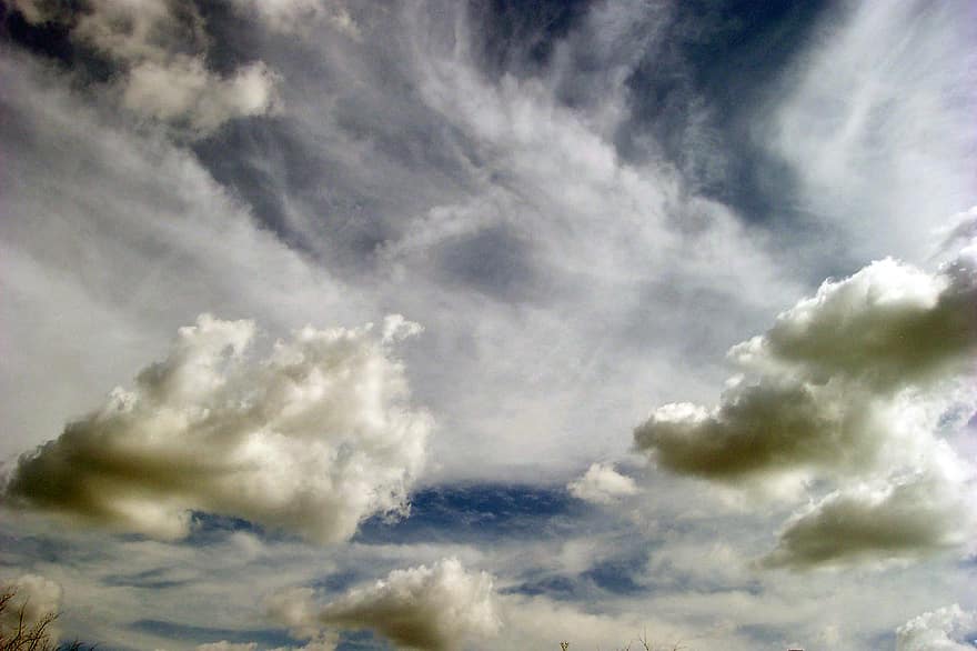 debesis, mākoņi, gaisa telpa, kumuluss, ārā, cloudscape, mākonis, laikapstākļi, zils, dienā, stratosfēra