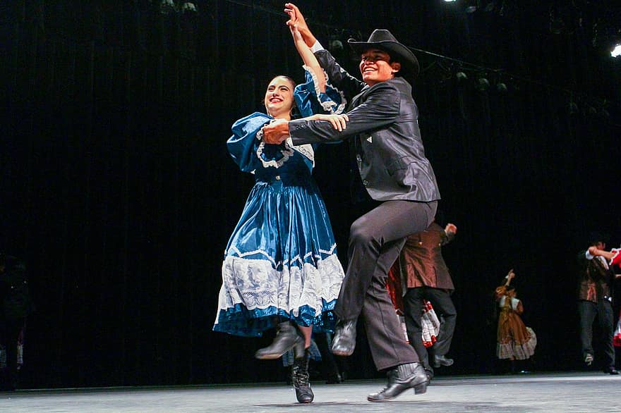 couple, Danse, dansant, ballet, Mexique, étape, espace de représentation, performance, Hommes, robe, femmes