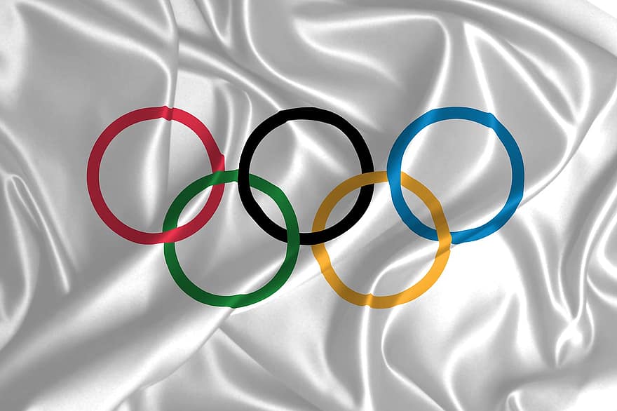 olympiske leker, flagg, symbol, logo, ringer, hoops, sport