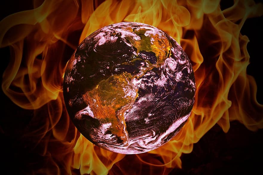 Klima forandringer, global oppvarming, jord, flamme, Flammende jord, drivhus, klima, endring, vær, global, planet
