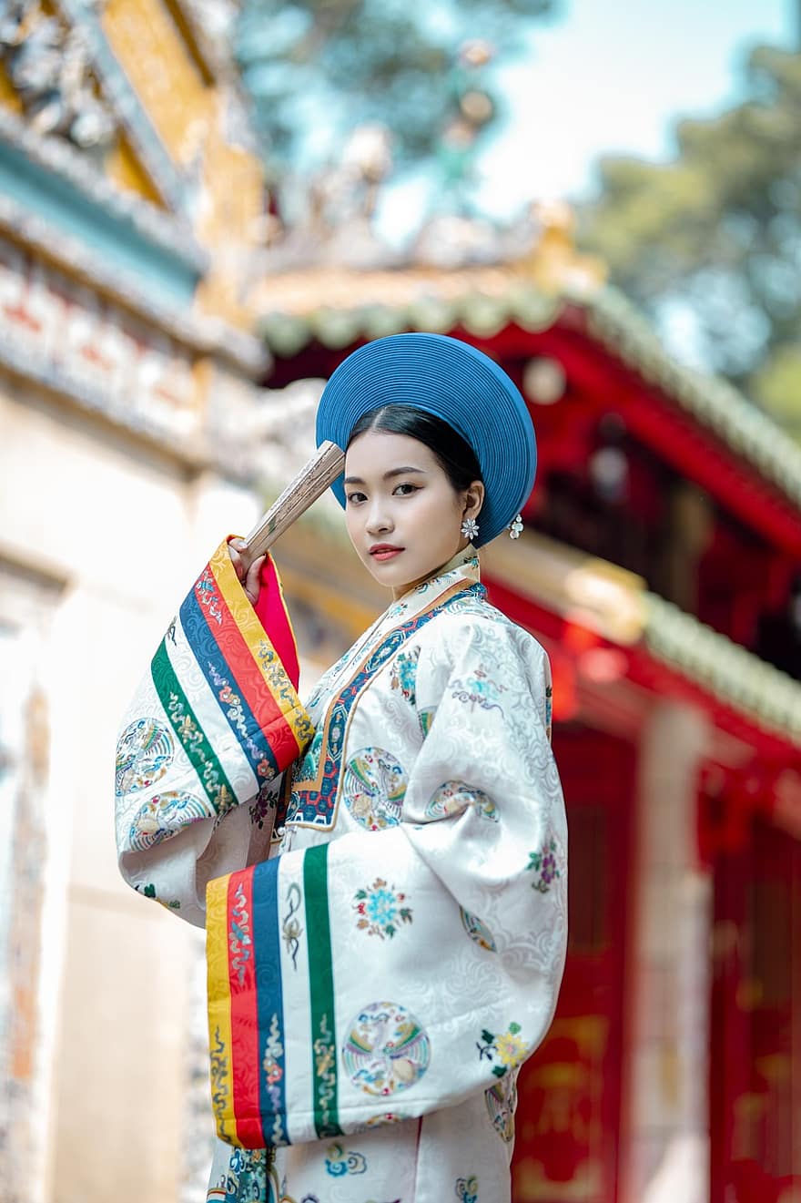 Viet Phuc, moda, capi di abbigliamento, ventaglio, donna, Nhat Binh, tradizionale, stile, vietnamita, asiatico, ragazza
