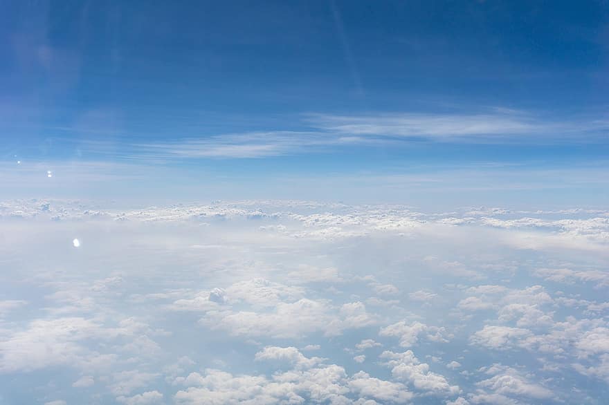 Sky, Clouds, Atmosphere, Blue Sky, Cumulus, Cloudy, Natural, Majestic, Scenic, Aerial View